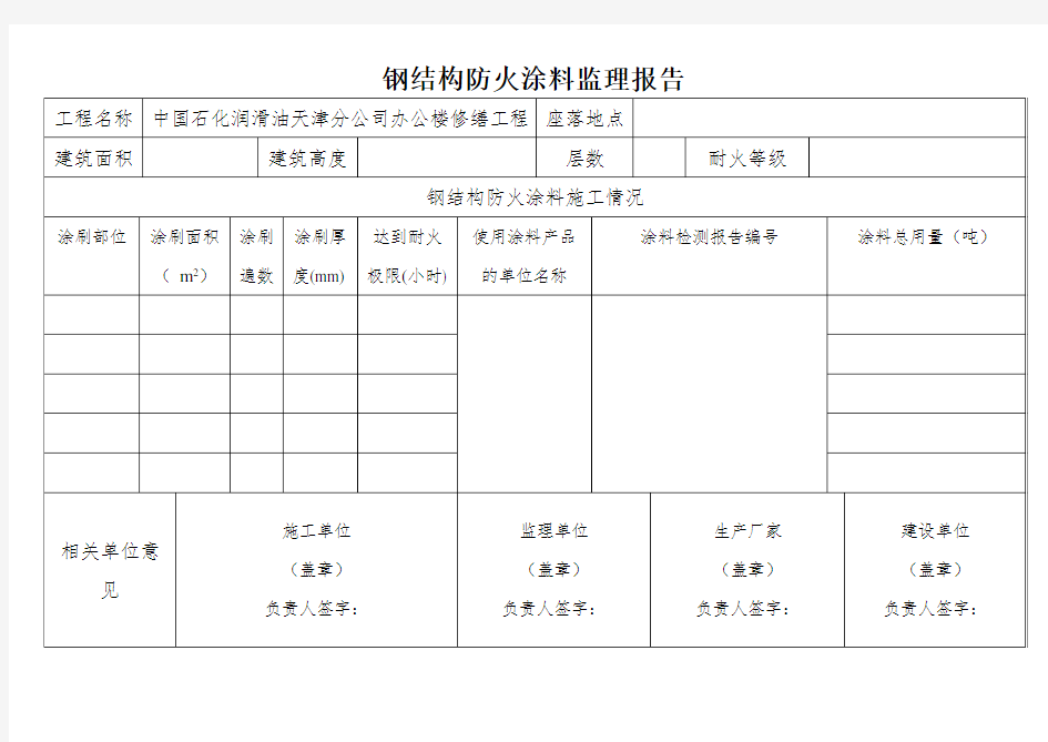 防火涂料报告样本