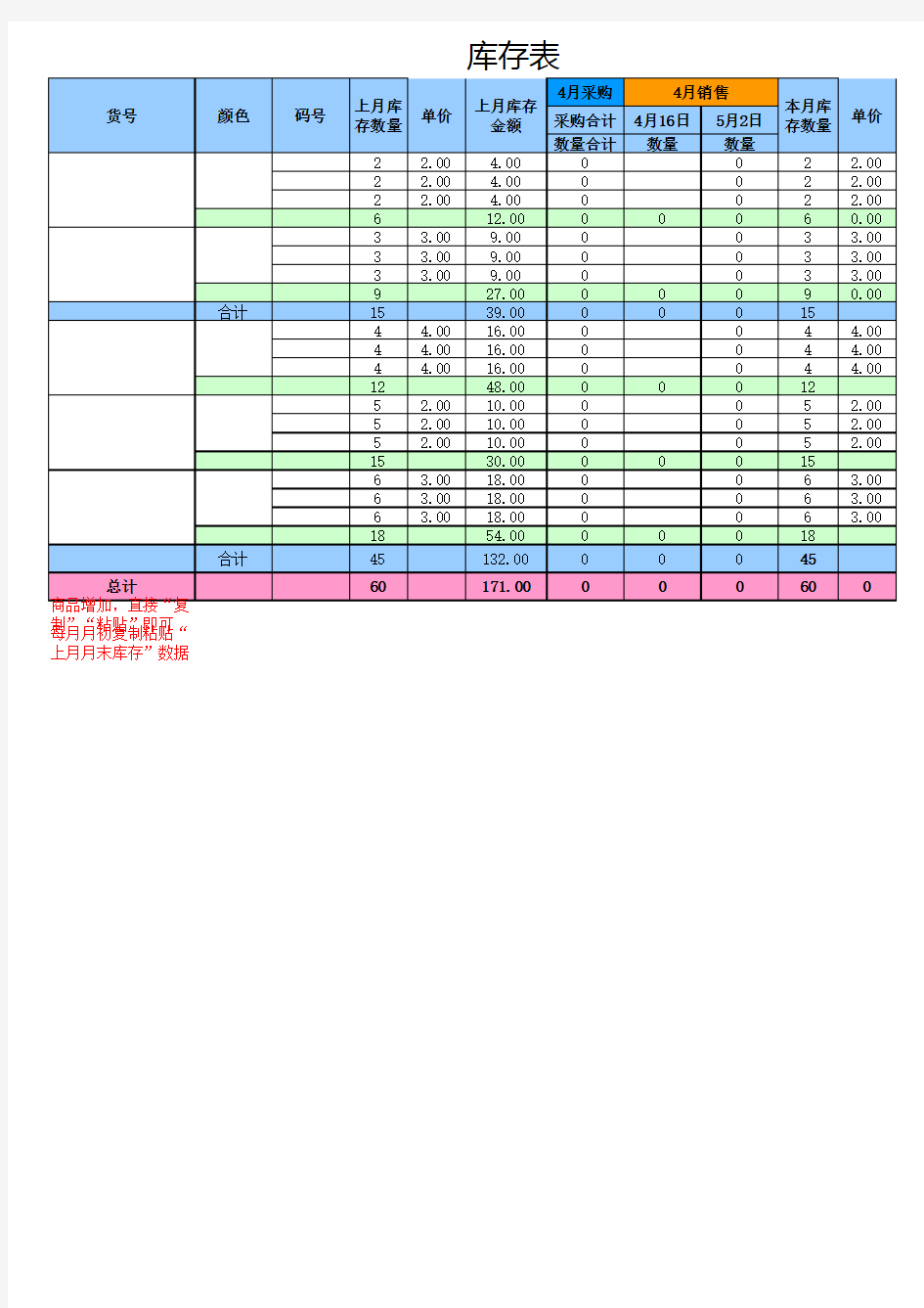 进销存库存管理EXCEL表格