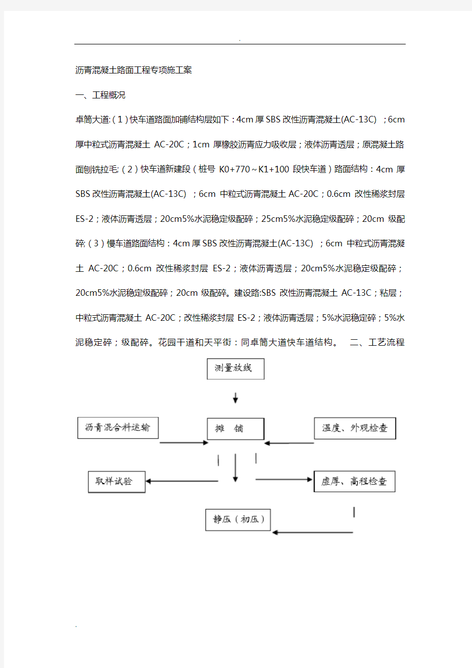 沥青混凝土路面工程专项施工设计方案