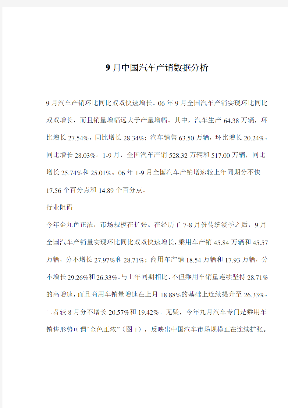 9月中国汽车产销数据分析