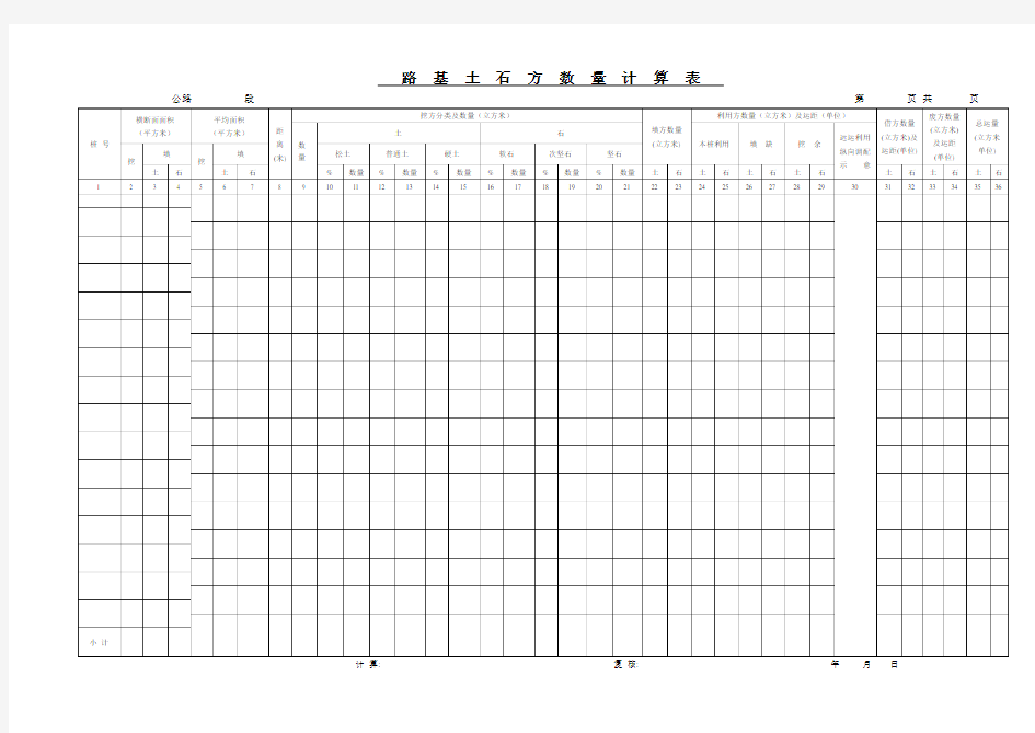 路基土石方数量计算表