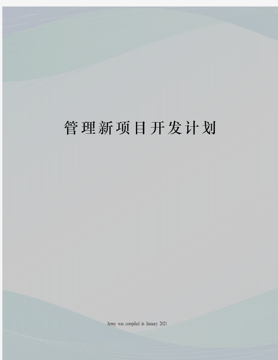 管理新项目开发计划