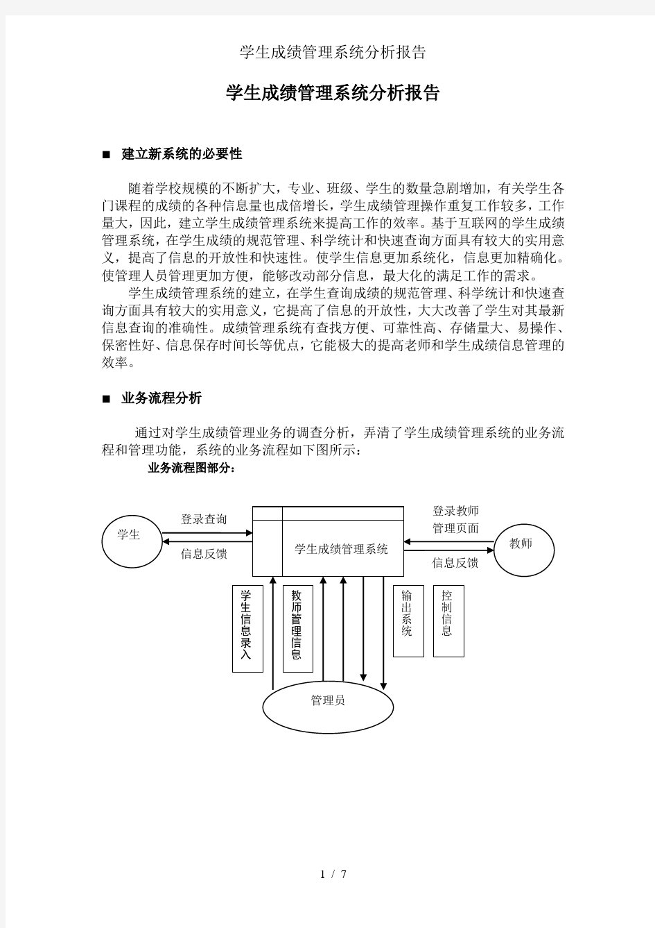 学生成绩管理系统分析报告