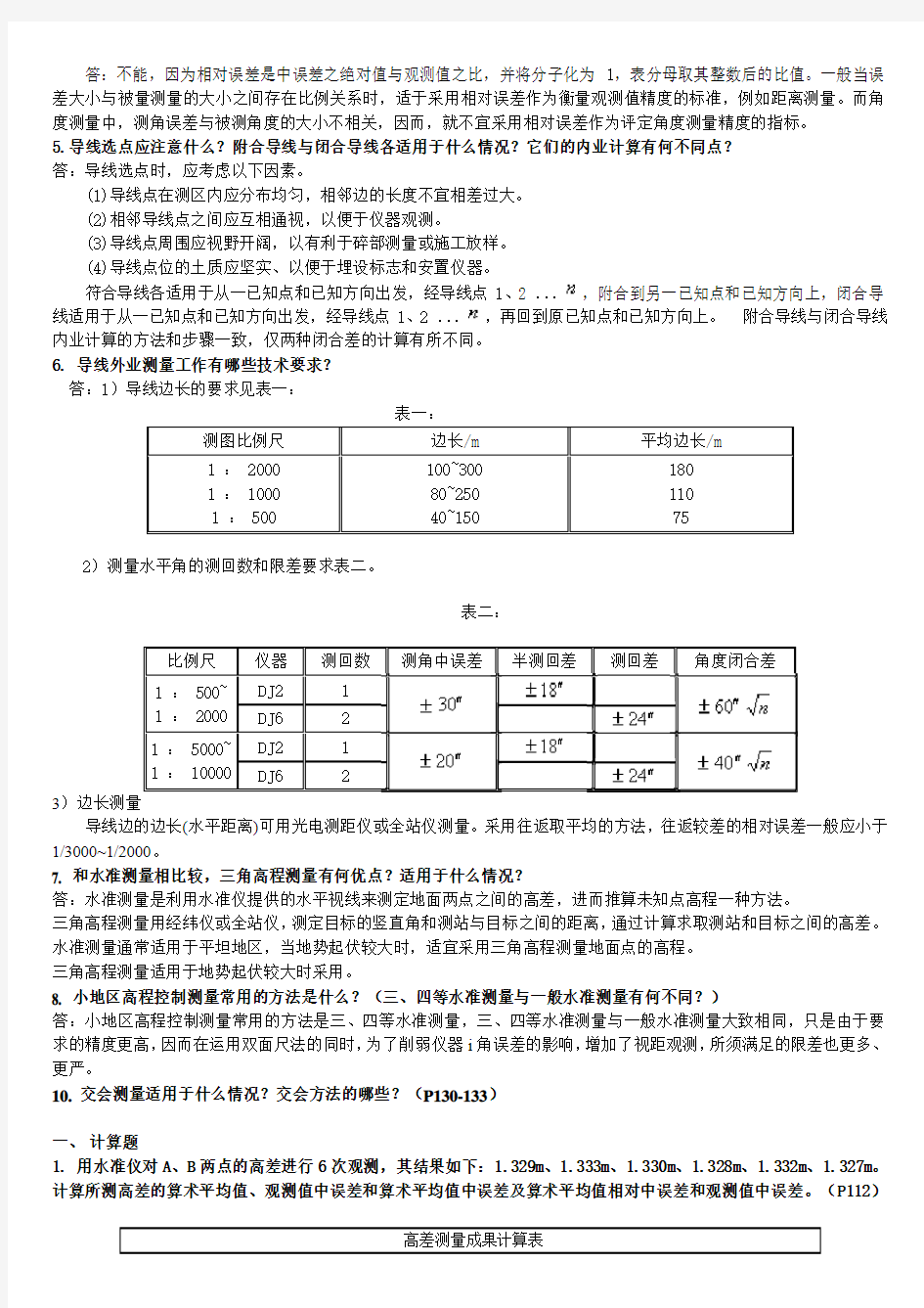 2019年电大建筑测量形成性考核册作业两份附答案【Word版资料】