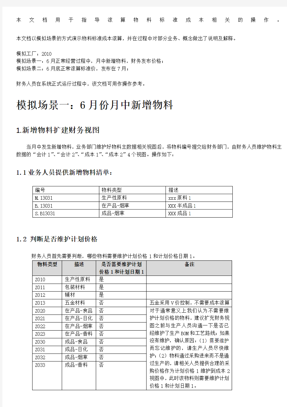 sap erpfico标准成本发布指导手册