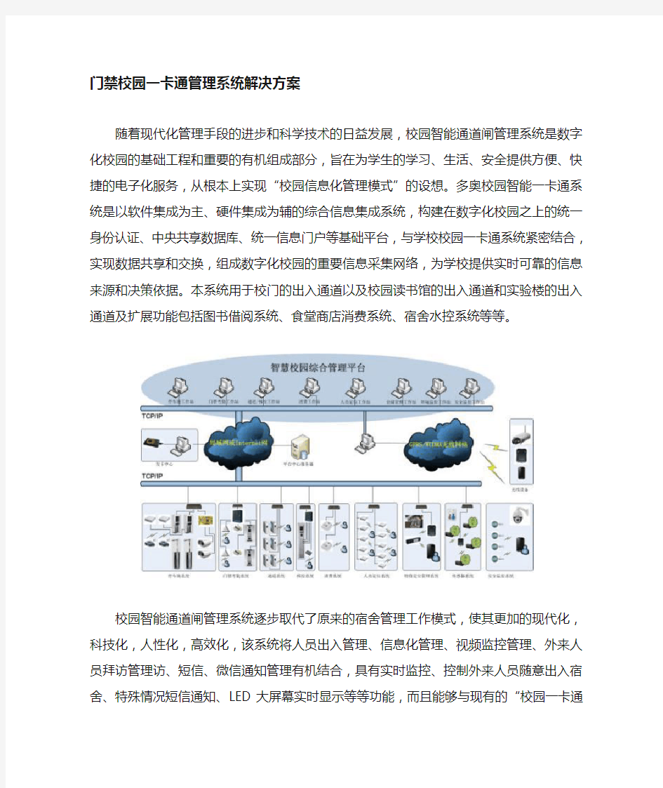 智能门禁管理系统校园一卡通解决方案