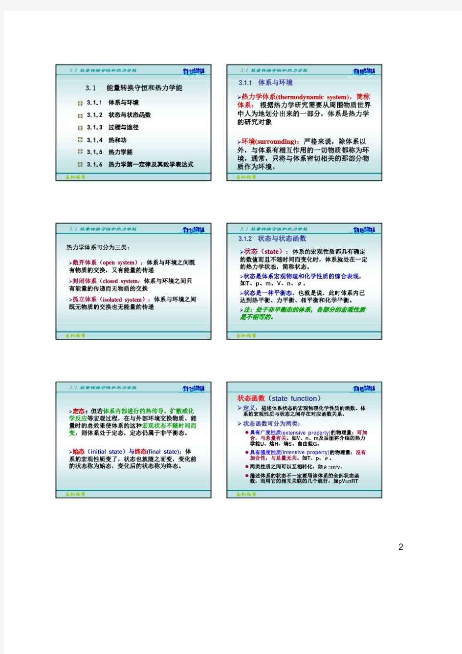 【中南大学 无机化学精品课件】第3讲  化学热力学基础