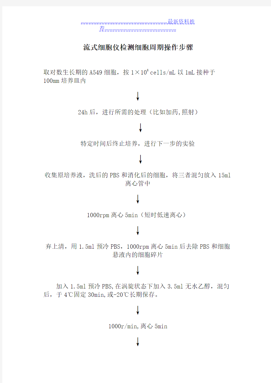 流式细胞仪检测细胞周期操作步骤