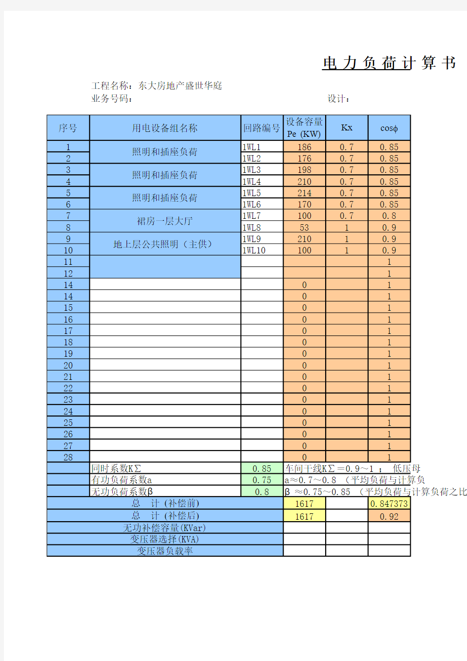 电力负荷计算