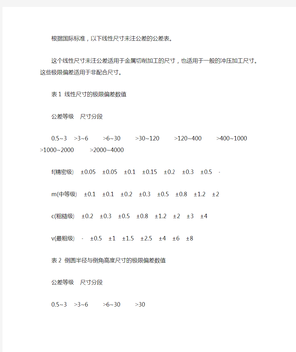 根据国际标准尺寸公差表