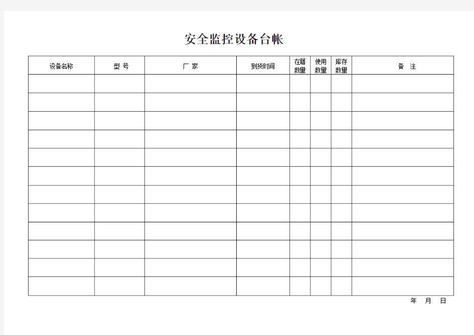 安全监控设备台帐