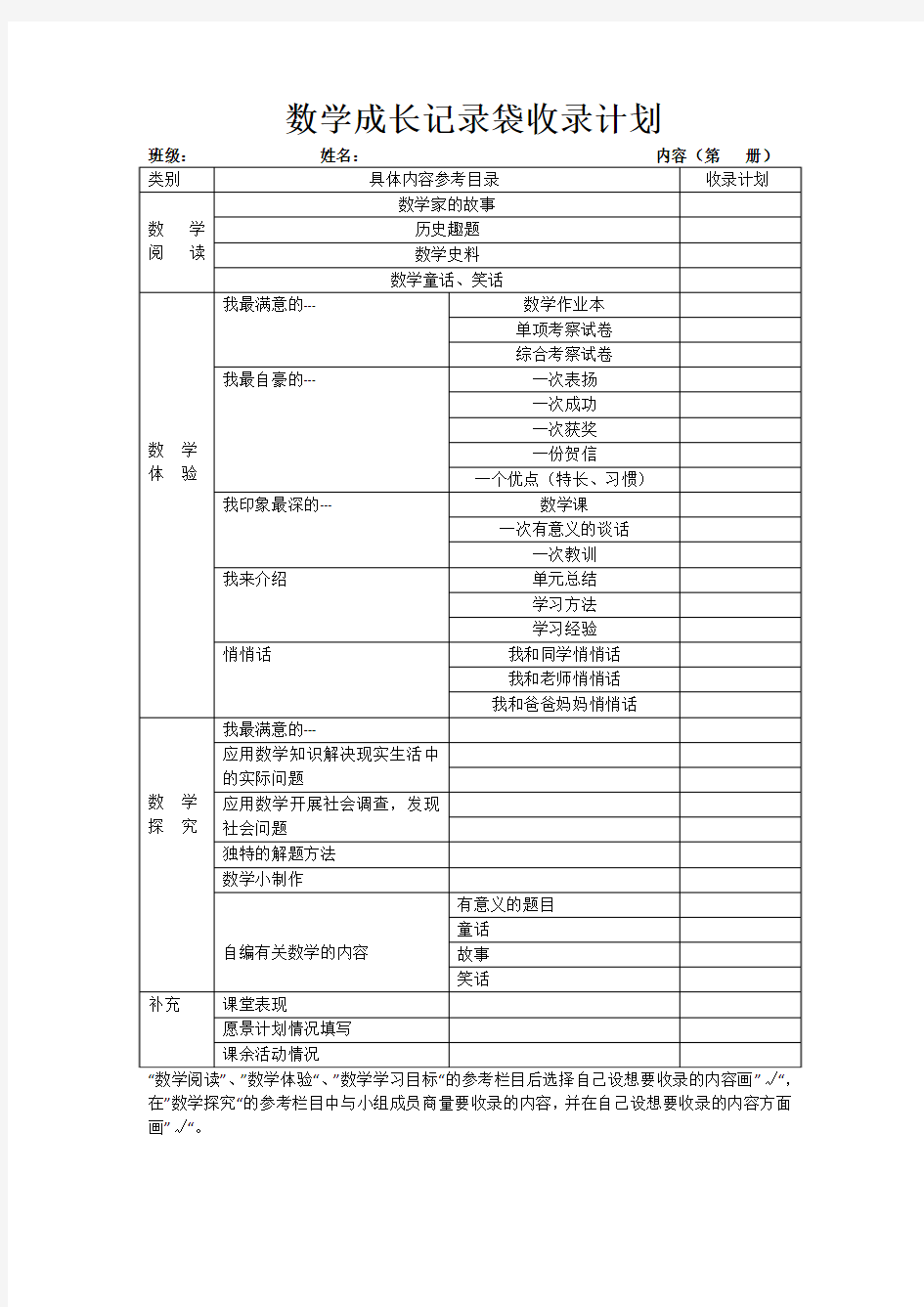 档案袋评价表