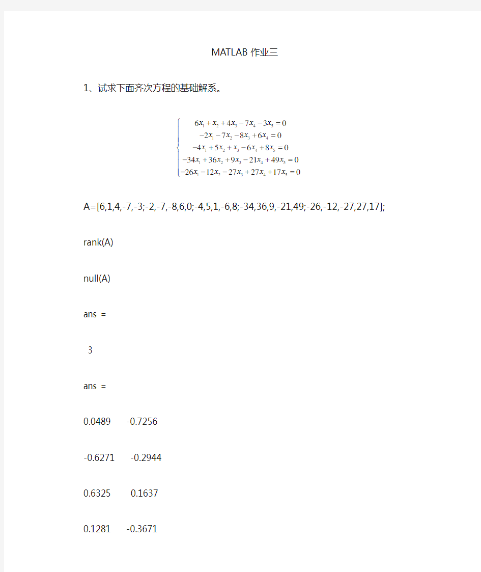 MATLAB作业3(2015)