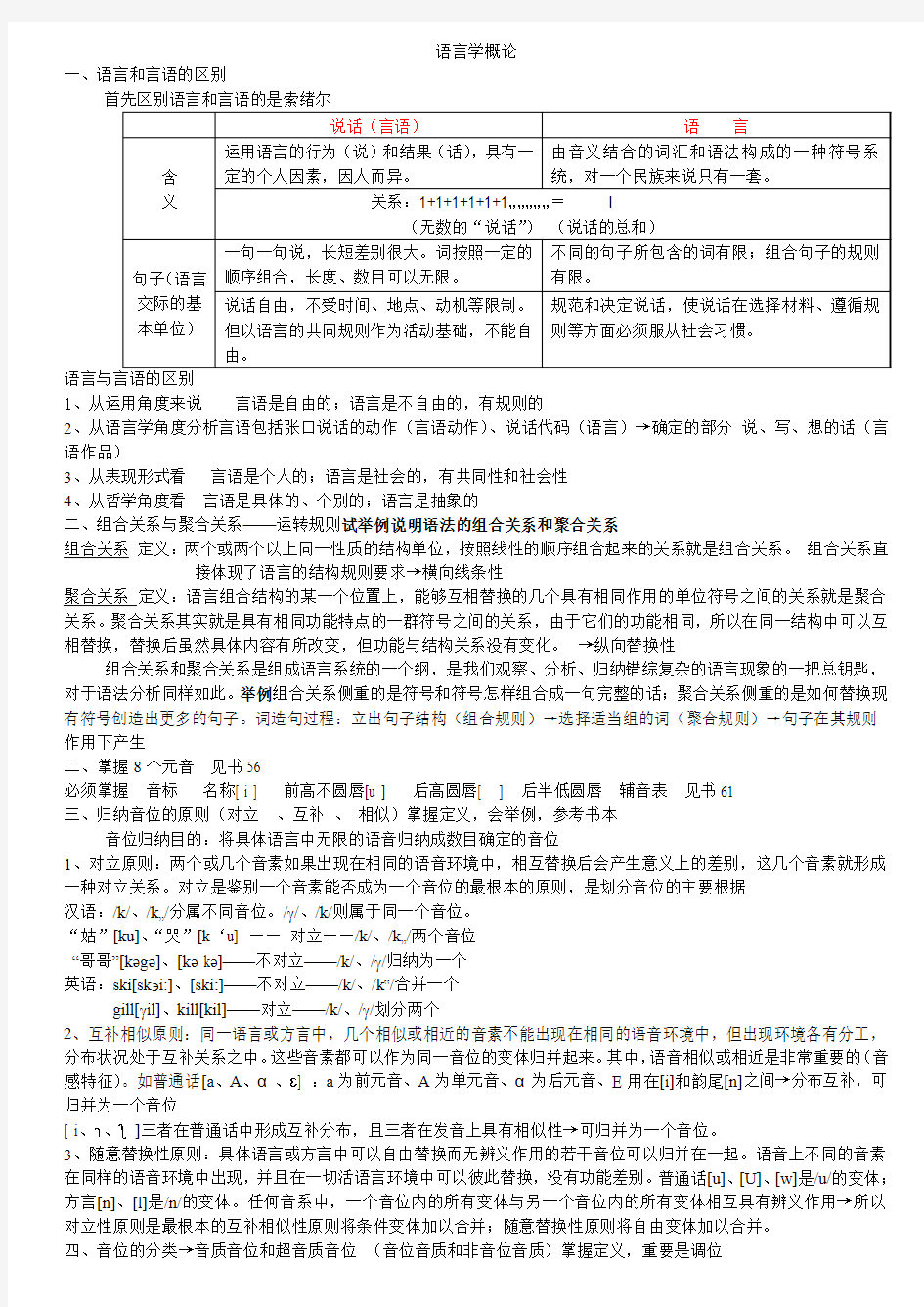 语言学纲要复习笔记