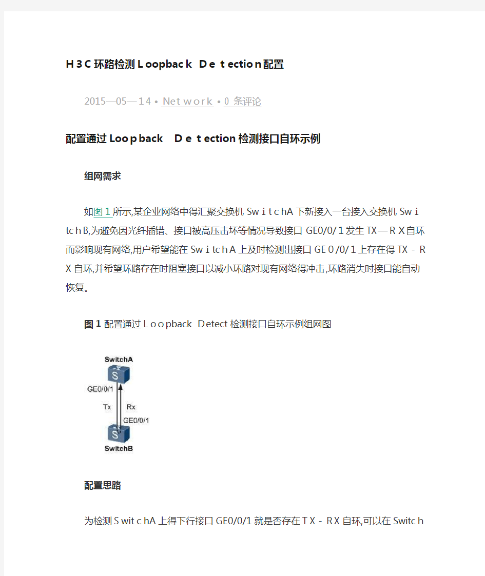 h3c交换机环路检测方法