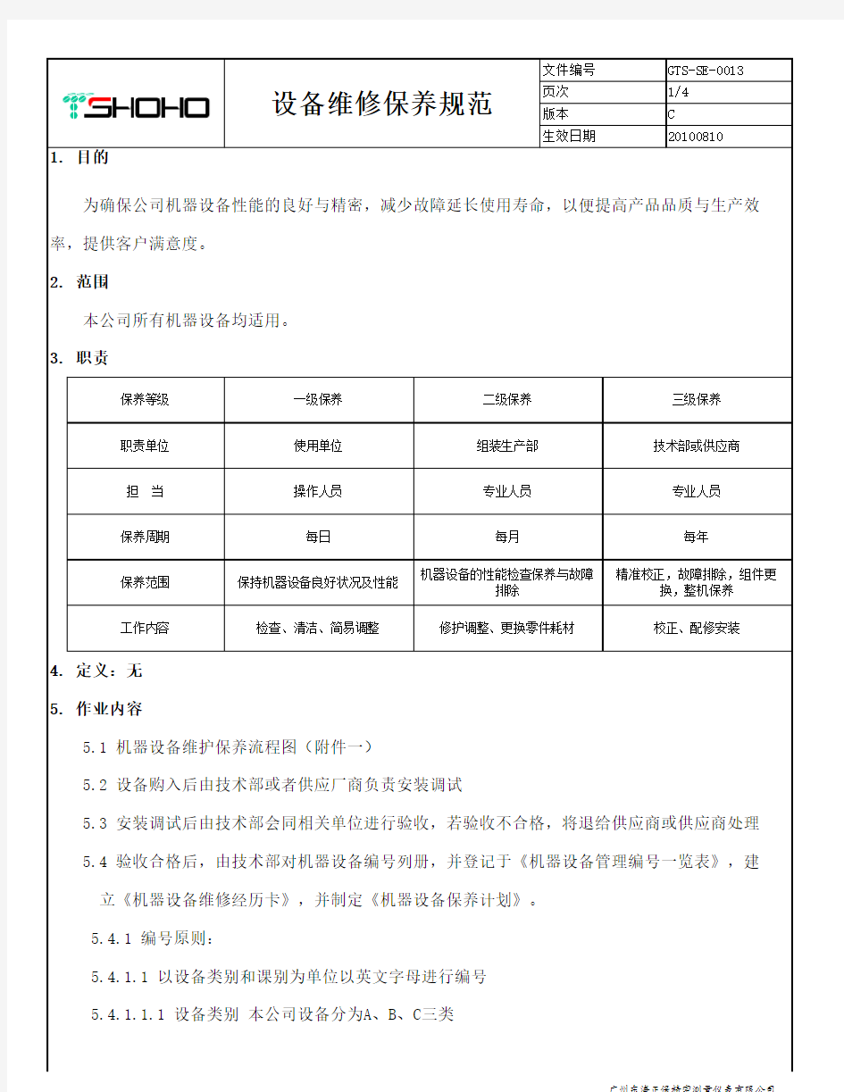 设备维修保养规范