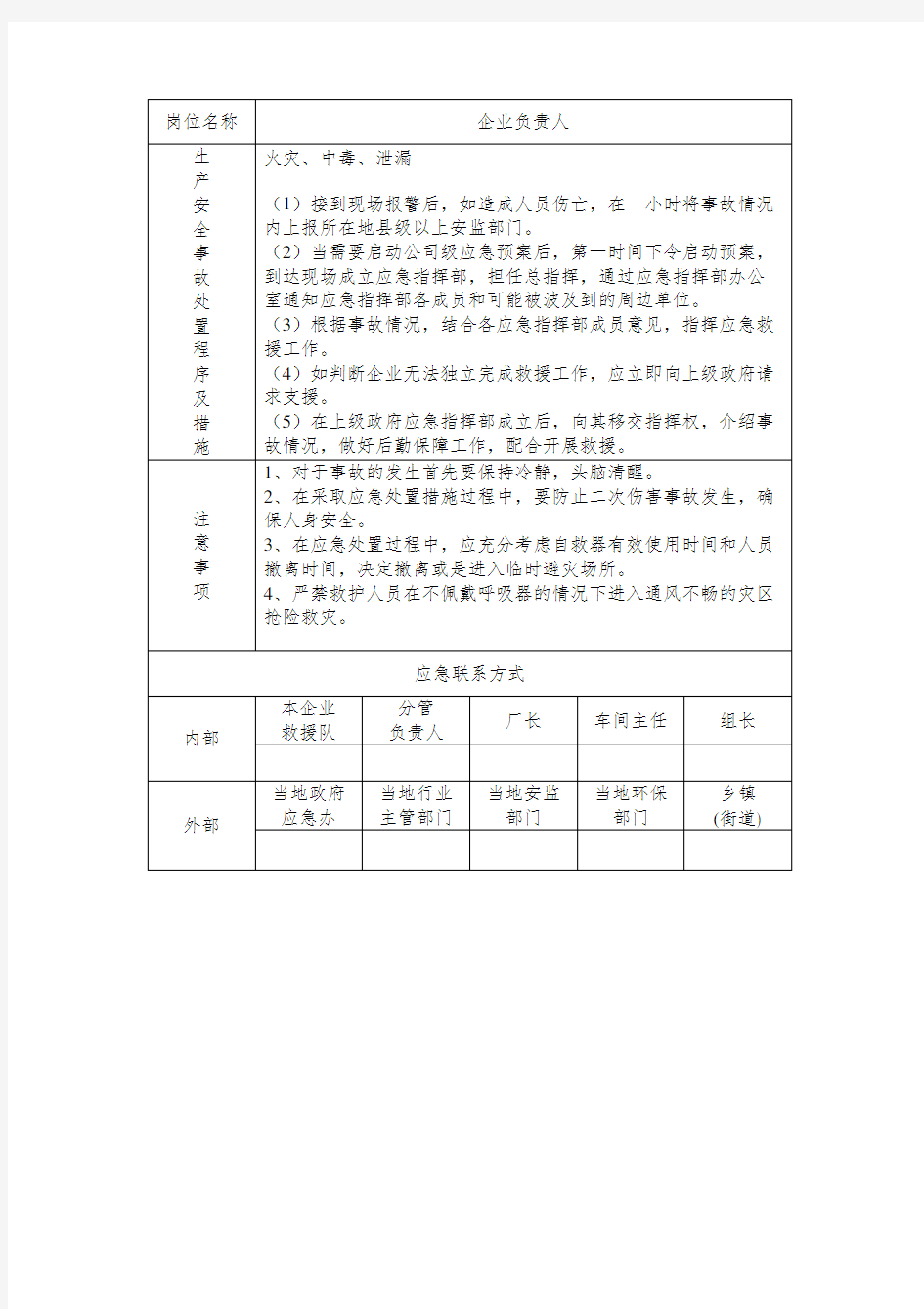 应急处置卡