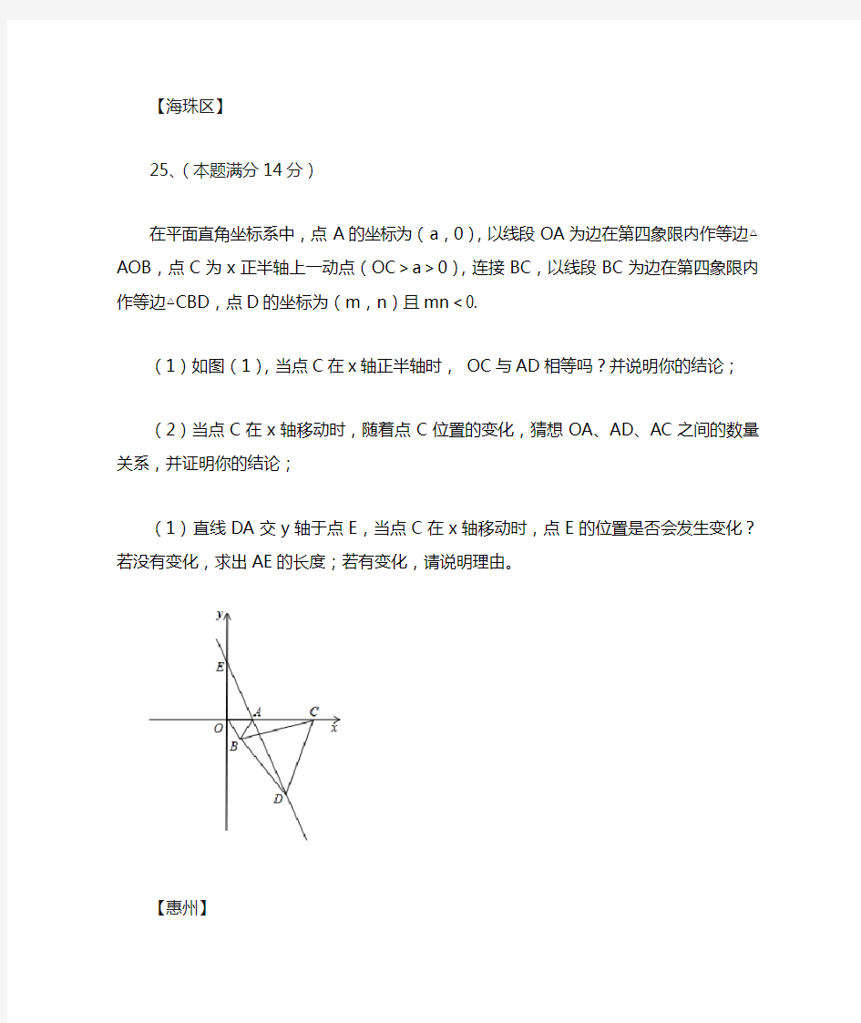 八年级数学上册期末各地压轴题精选