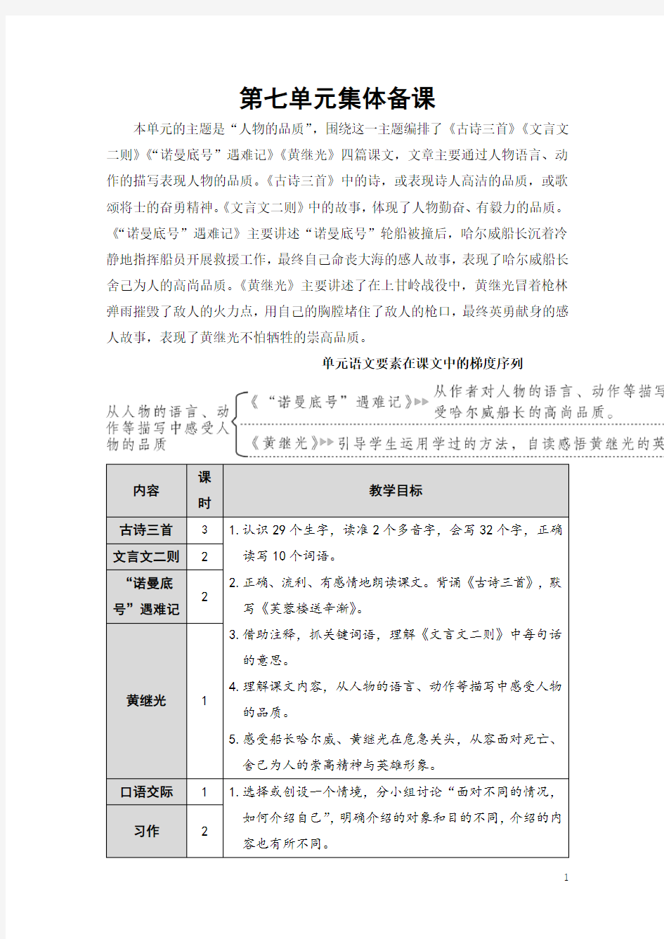 最新统编教材部编版四年级语文下册【第七单元】全单元教案