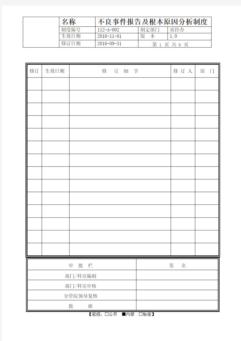 不良事件报告及根本原因分析制度.doc