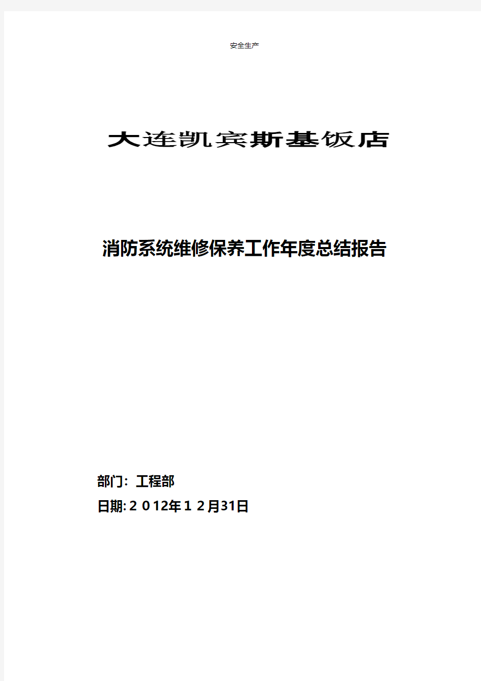 消防系统维保养护年度总结报告概要企业安全生产规范化计划措施台账制度专案交底方案预案