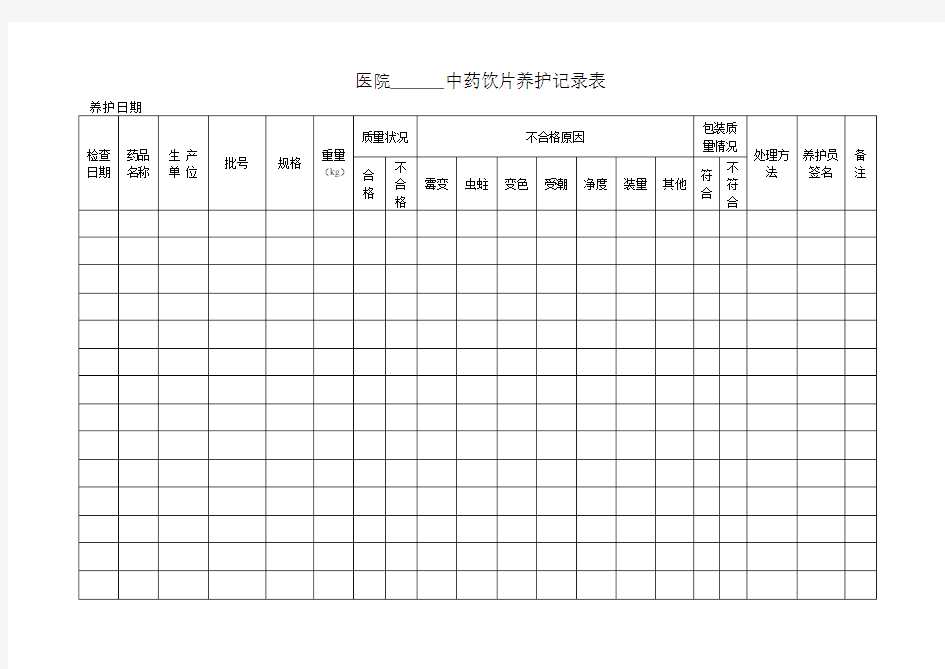 中药养护记录表