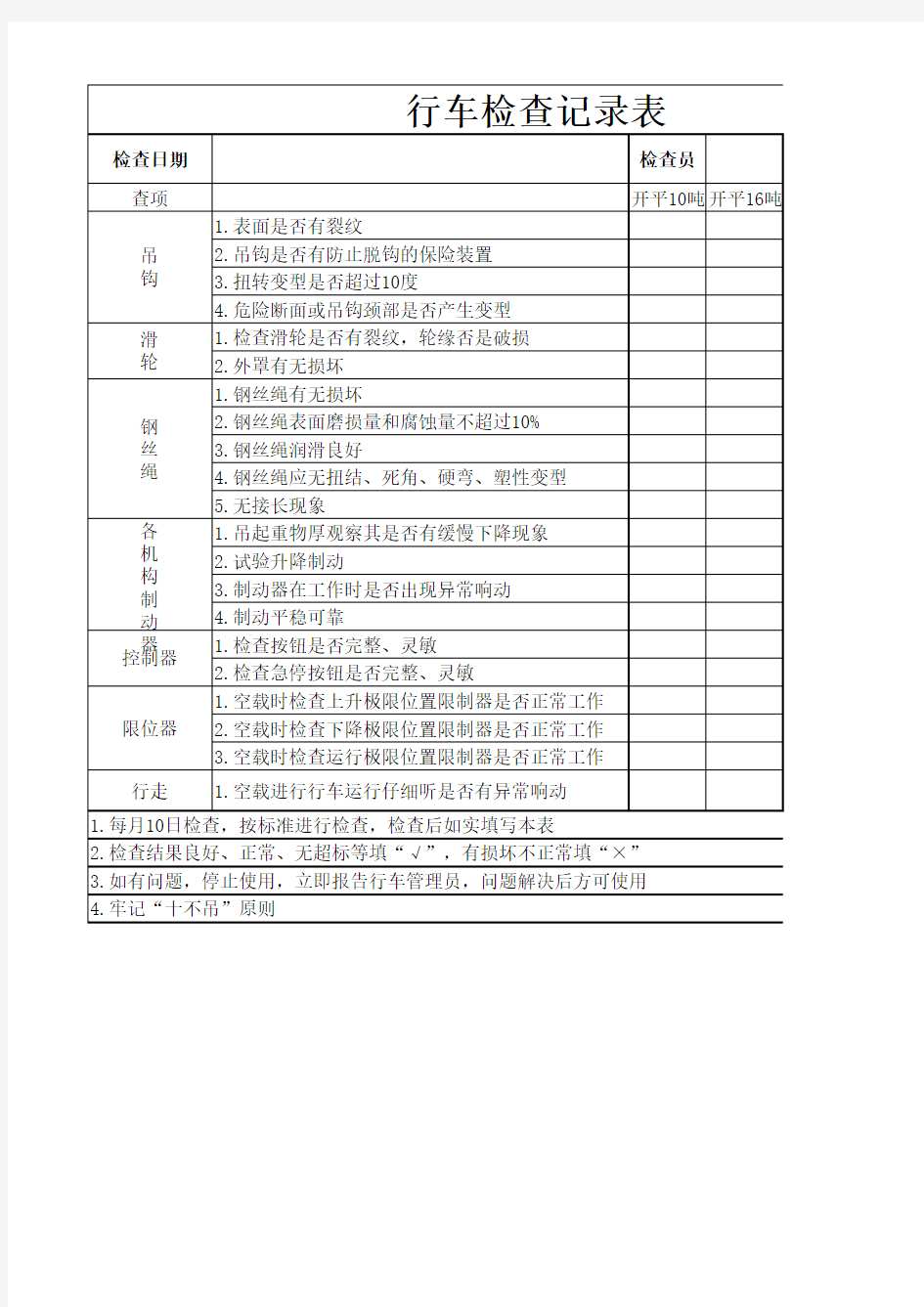 行车安全检查记录登记