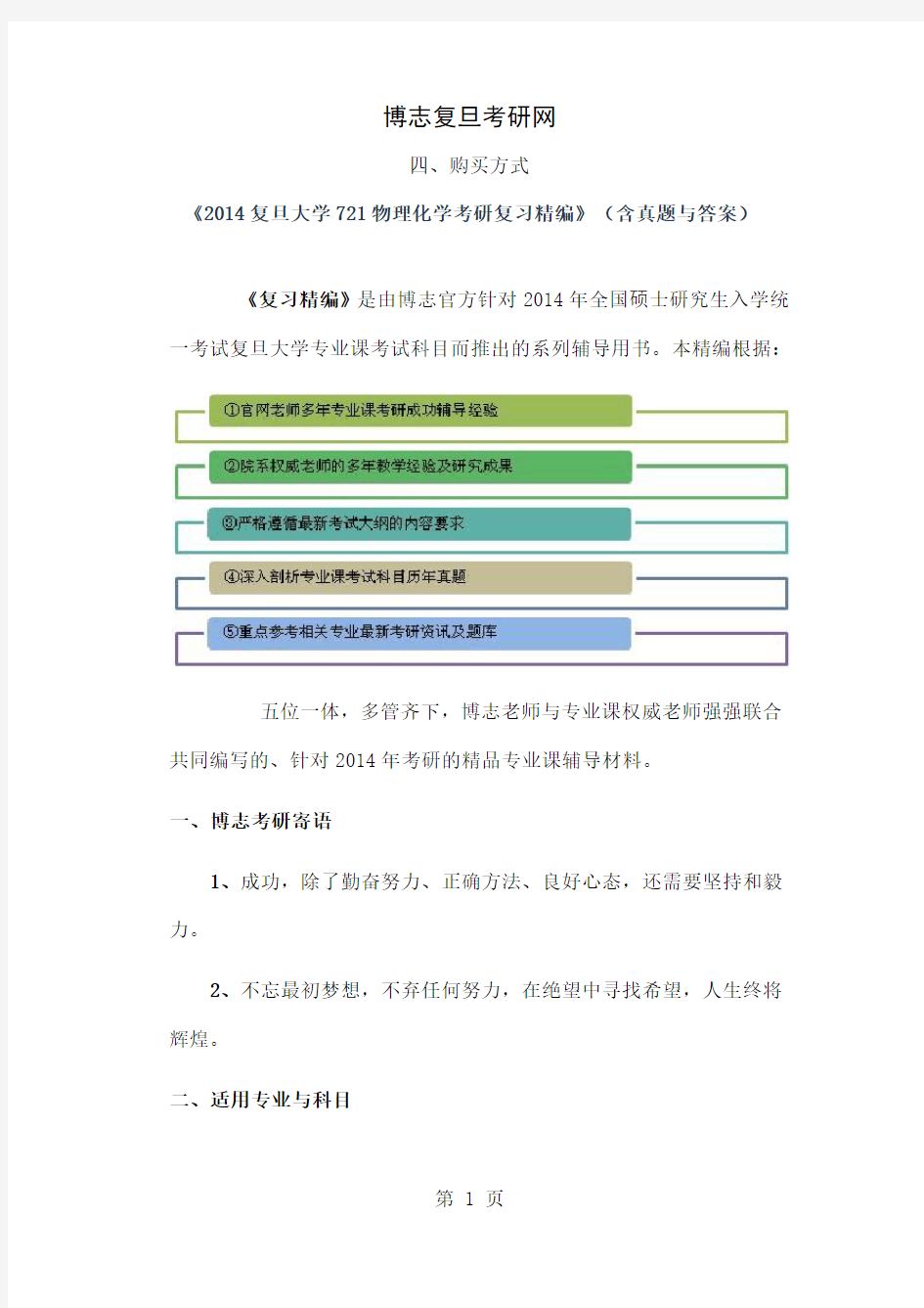 2019复旦大学721物理化学考研复习精编word精品文档4页