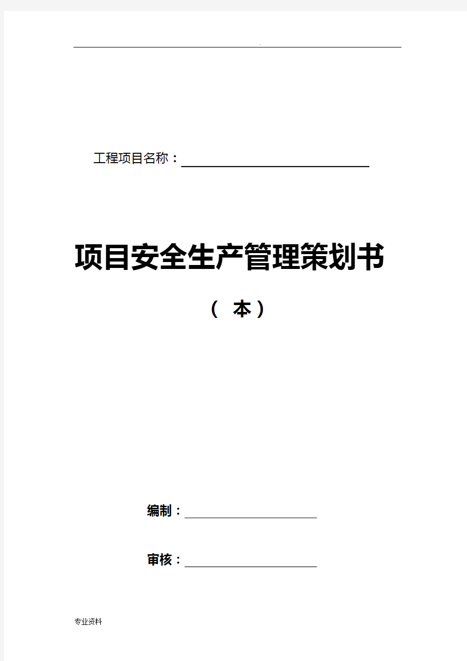 项目安全策划书模板