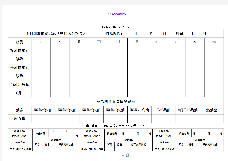 加油站安全工作日志记录