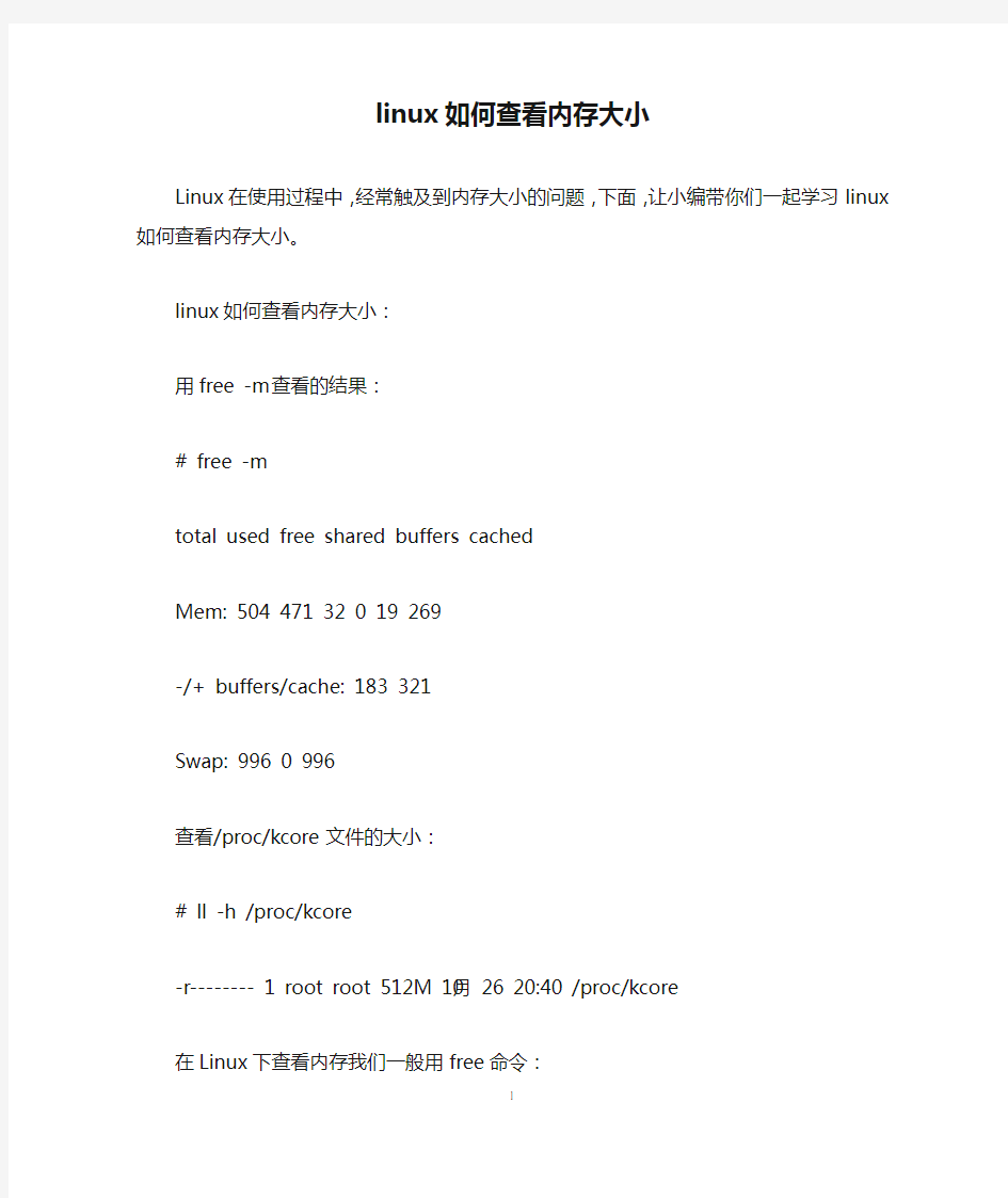 linux如何查看内存大小