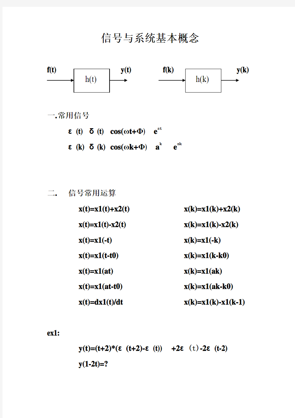 信号与系统基本概念