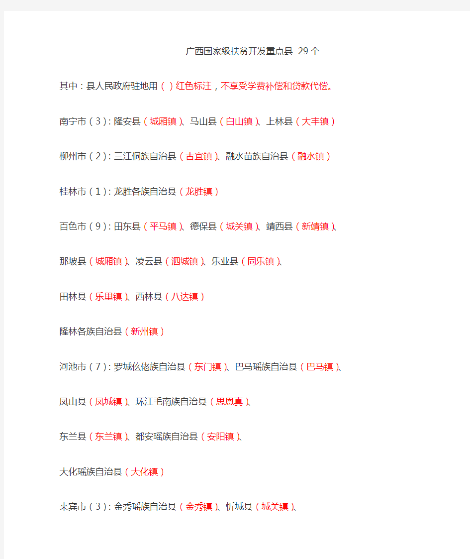 广西国家级贫困县名单(29个)