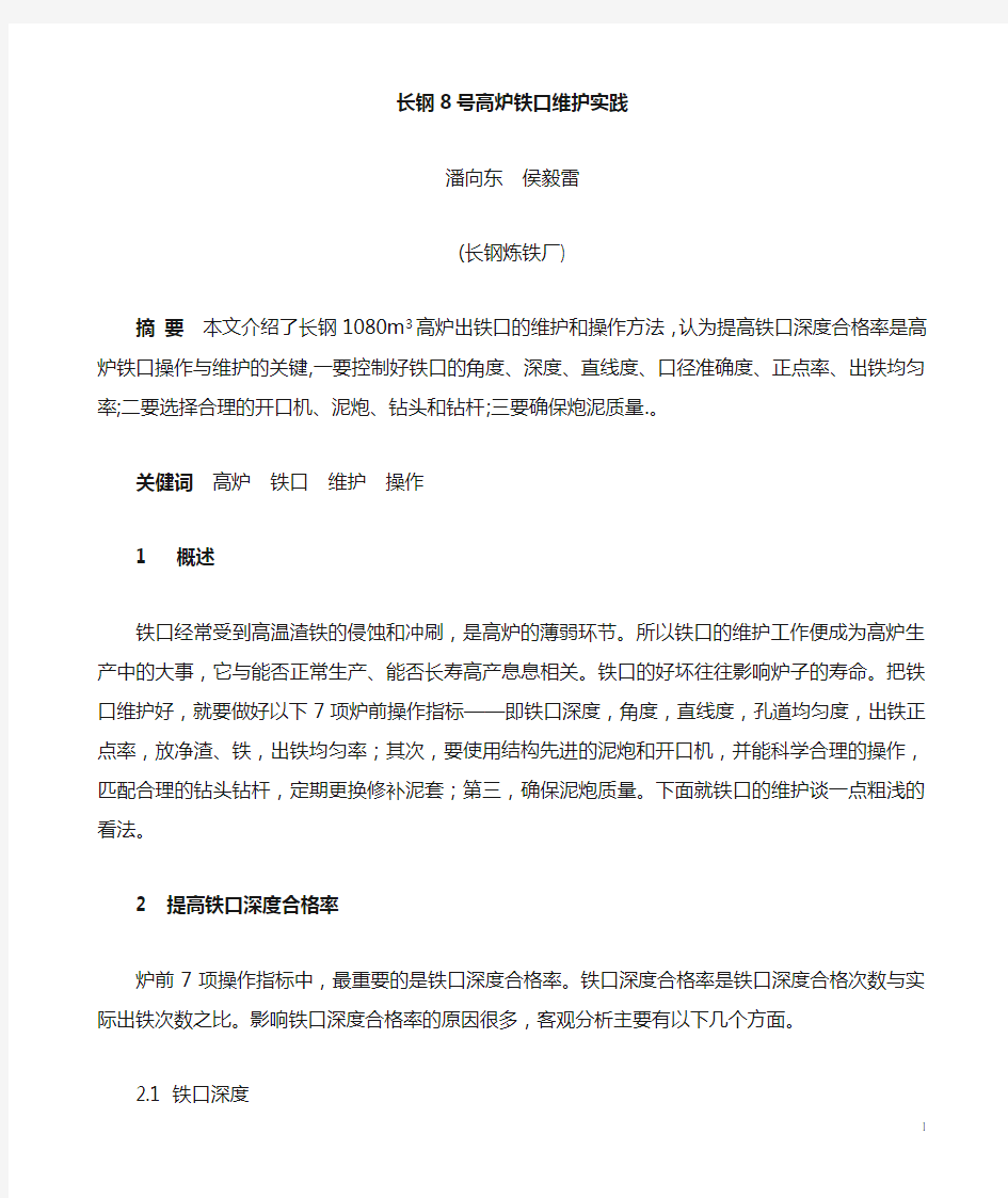 潘向东——铁口维护与操作实践