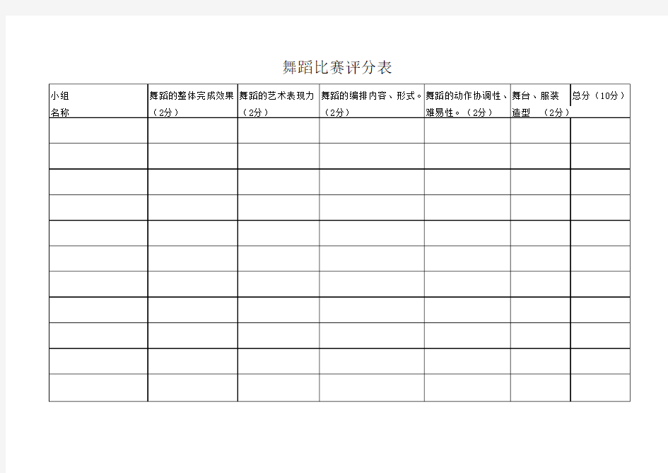 舞蹈比赛评分表