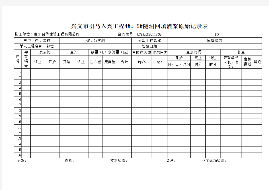 回填灌浆原始记录表