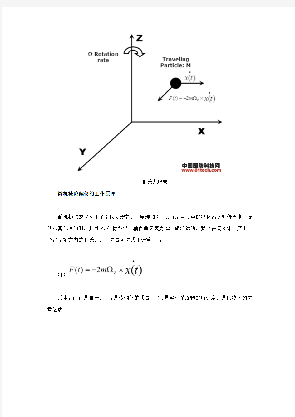 微机械陀螺仪的工作原理及其应用