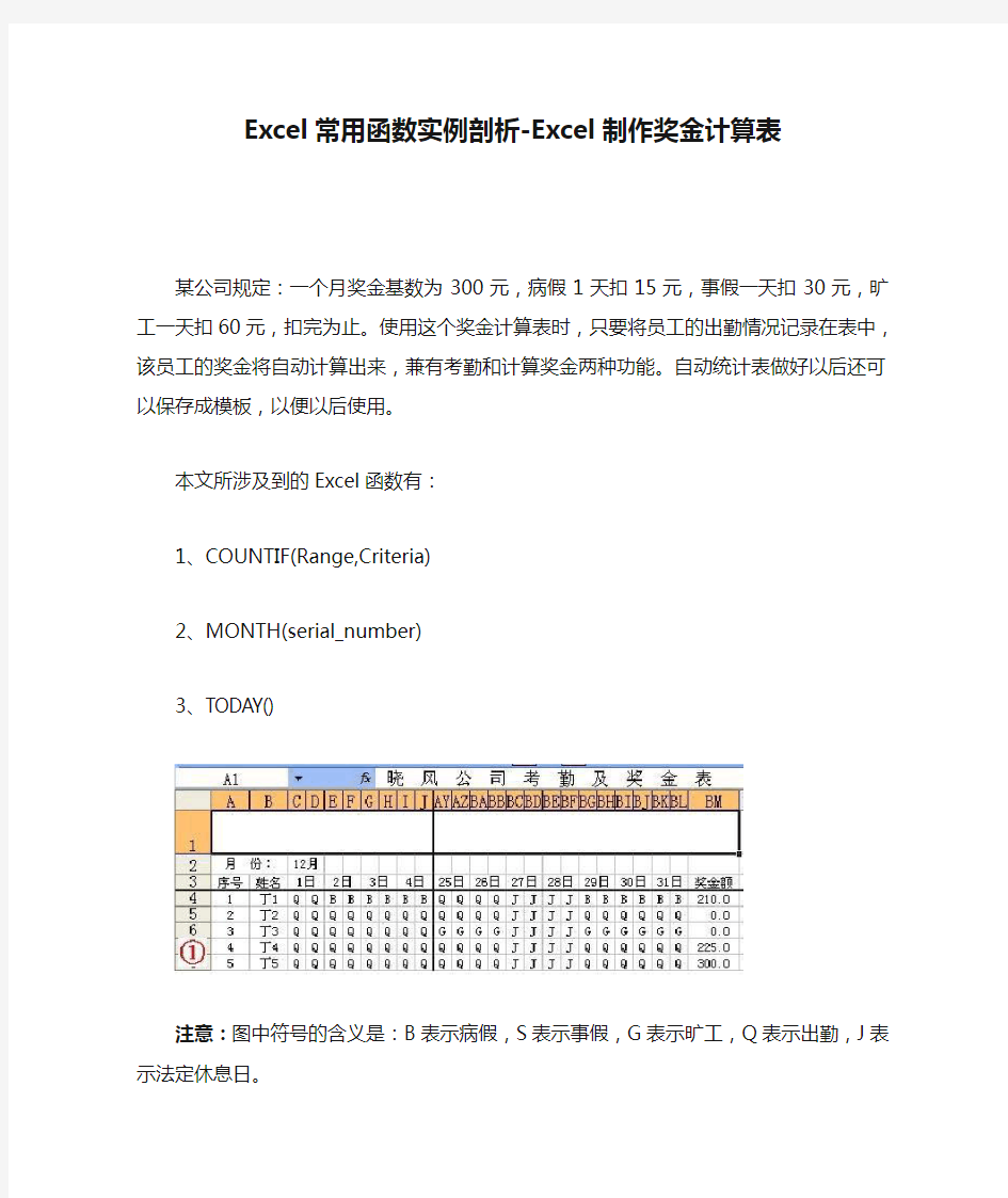 Excel常用函数实例剖析-Excel制作奖金计算表