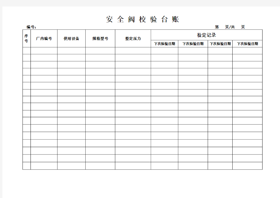 安 全 阀 校 验 台 账