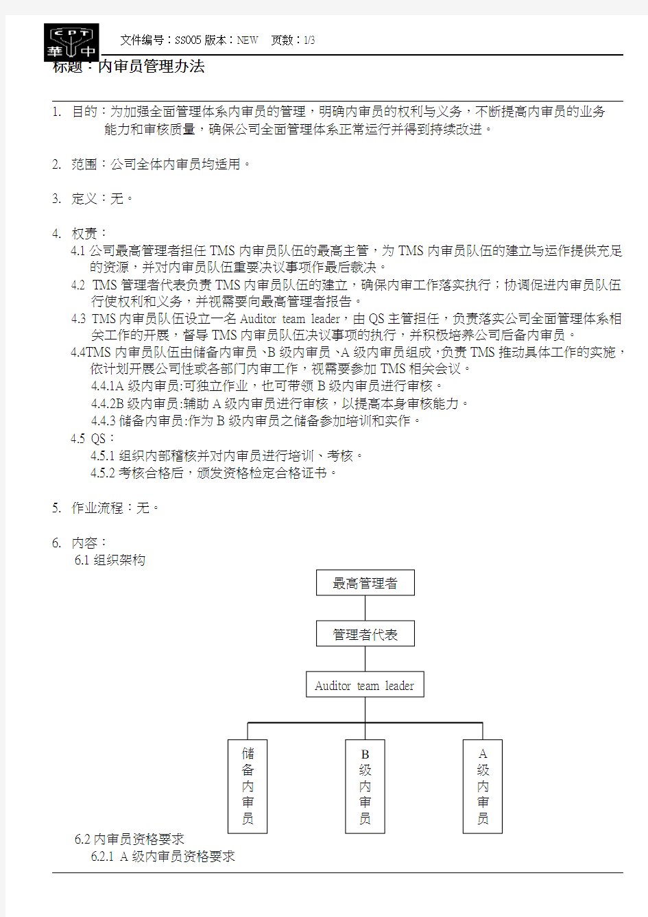 内审员管理办法