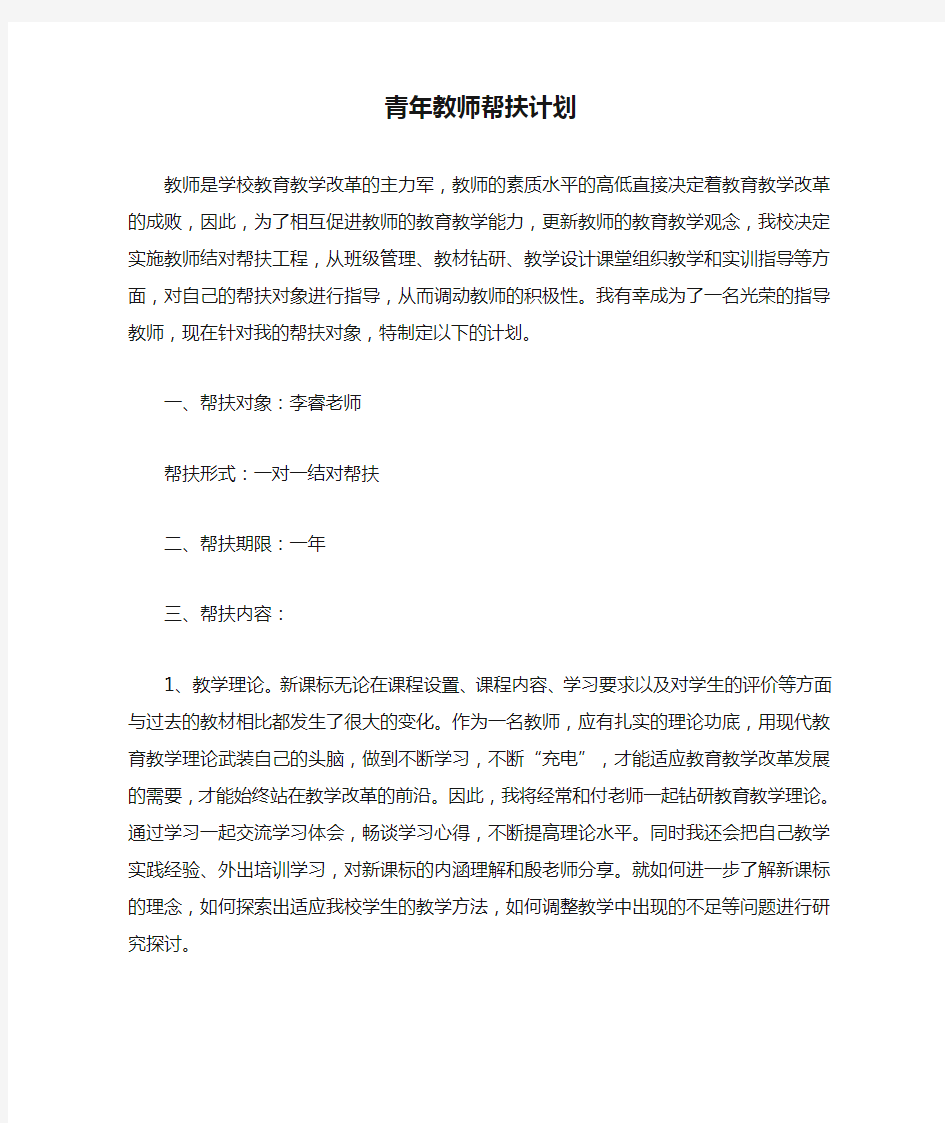 青年教师帮扶计划