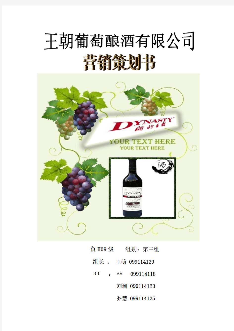 王朝葡萄酒营销策划书