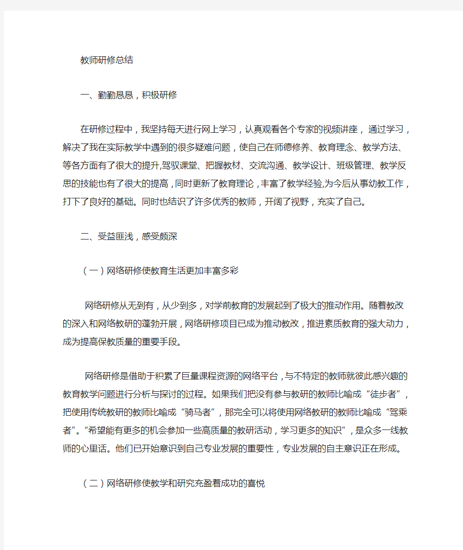 教师个人研修总结