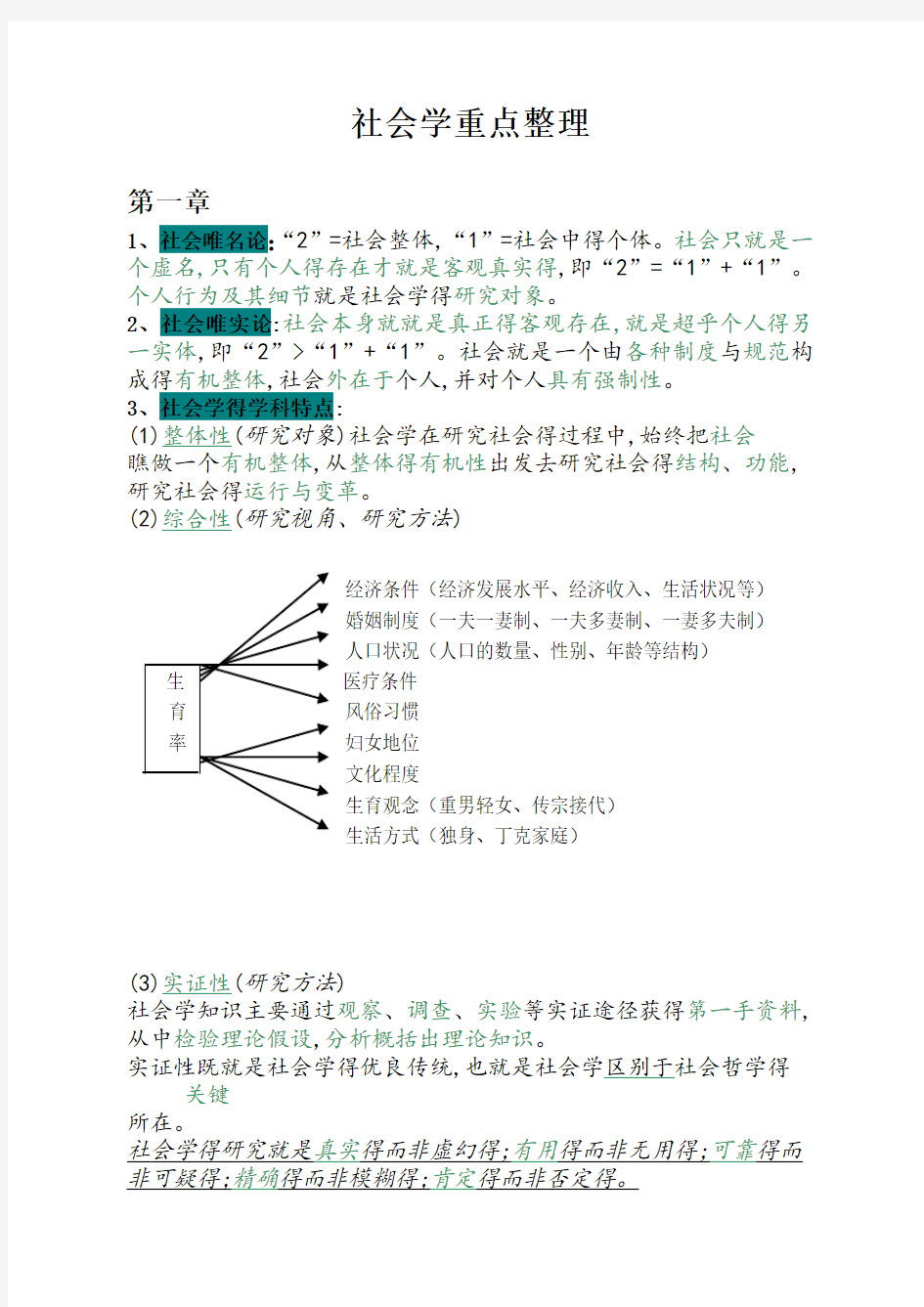 社会学重点整理