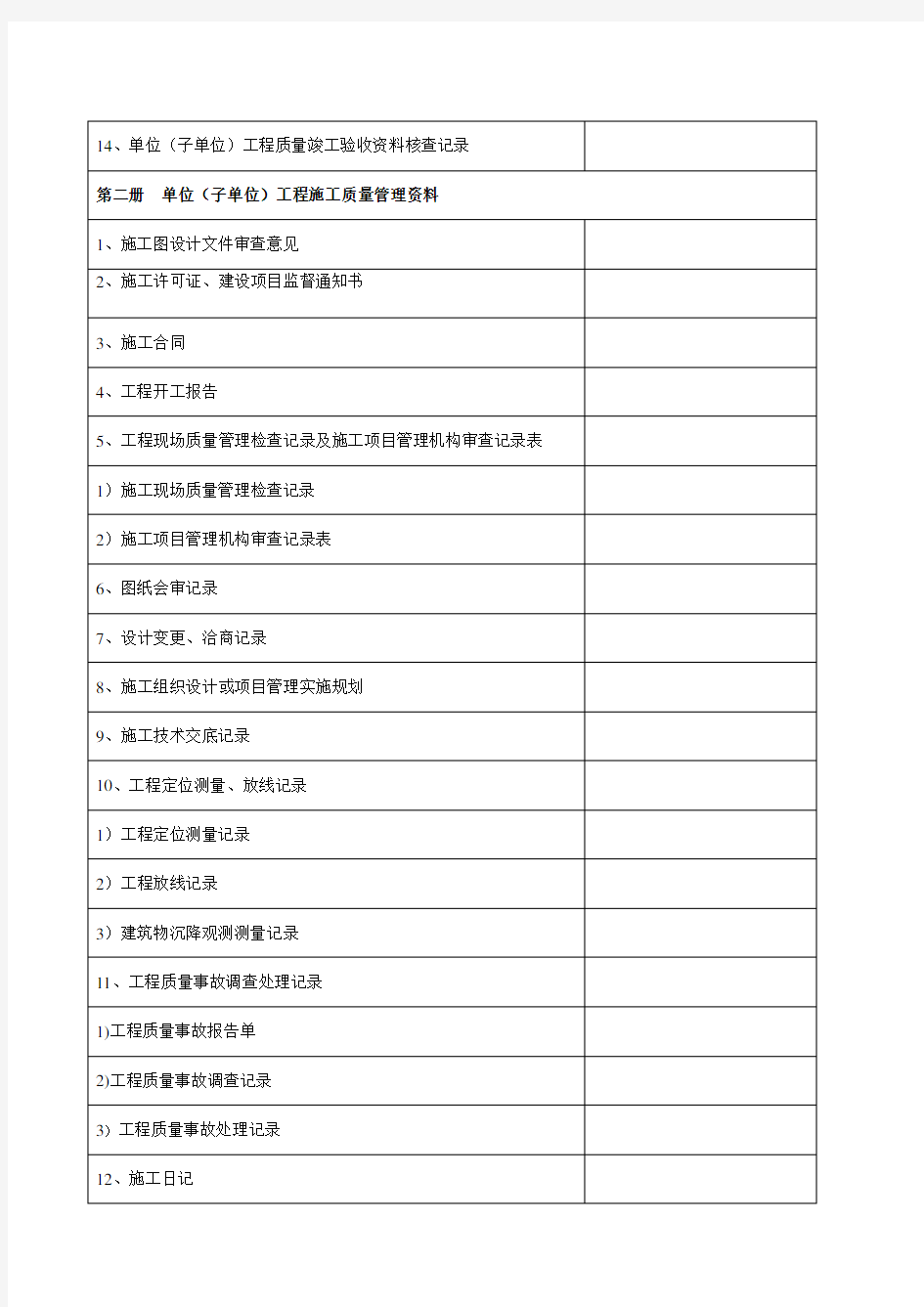 房屋建设工程施工单位竣工验收资料表