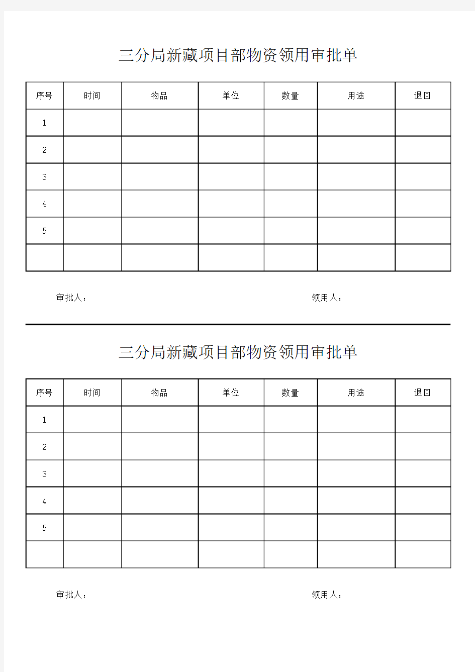 物资领用审批单