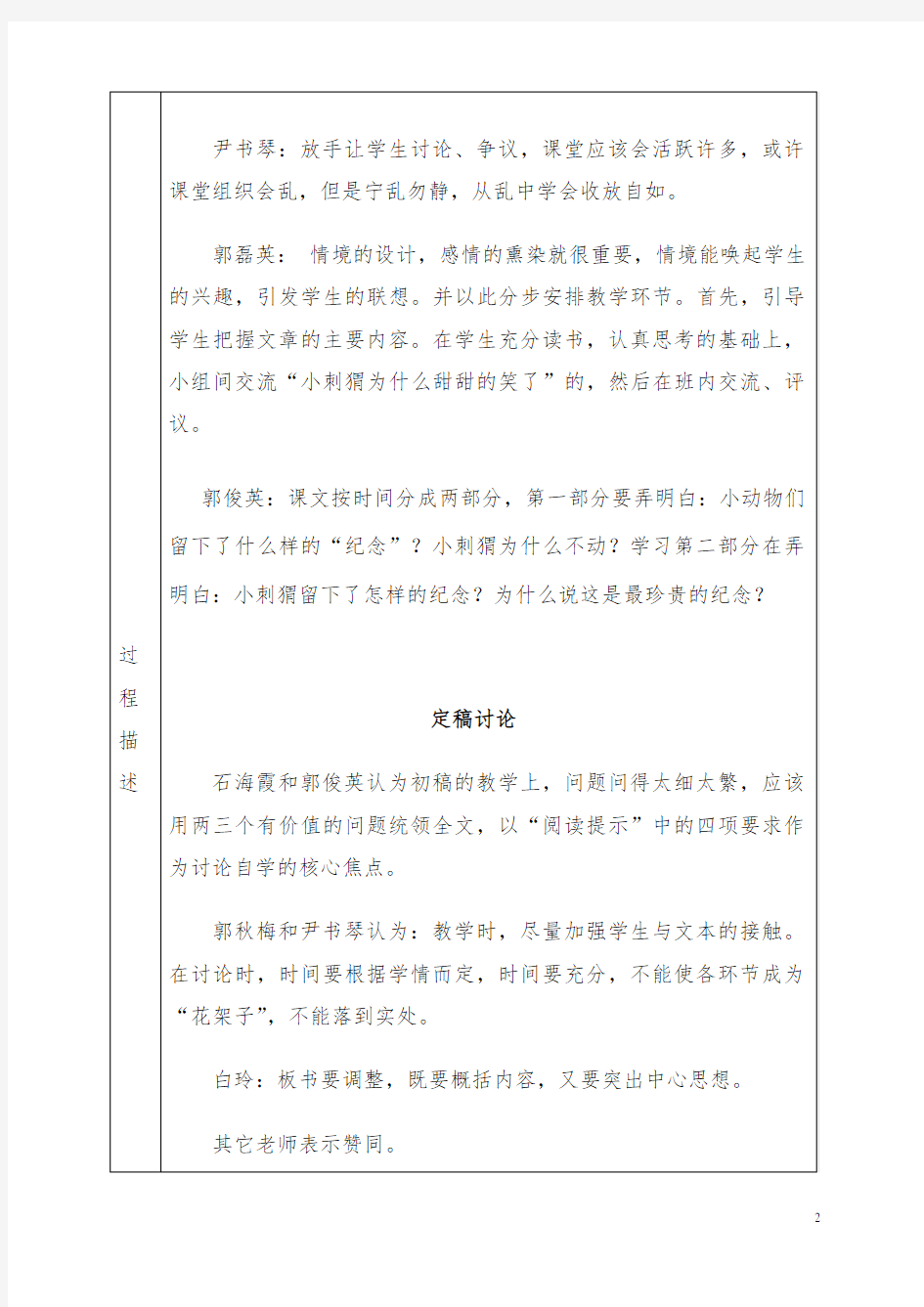 小学语文集体备课记录表 (1)