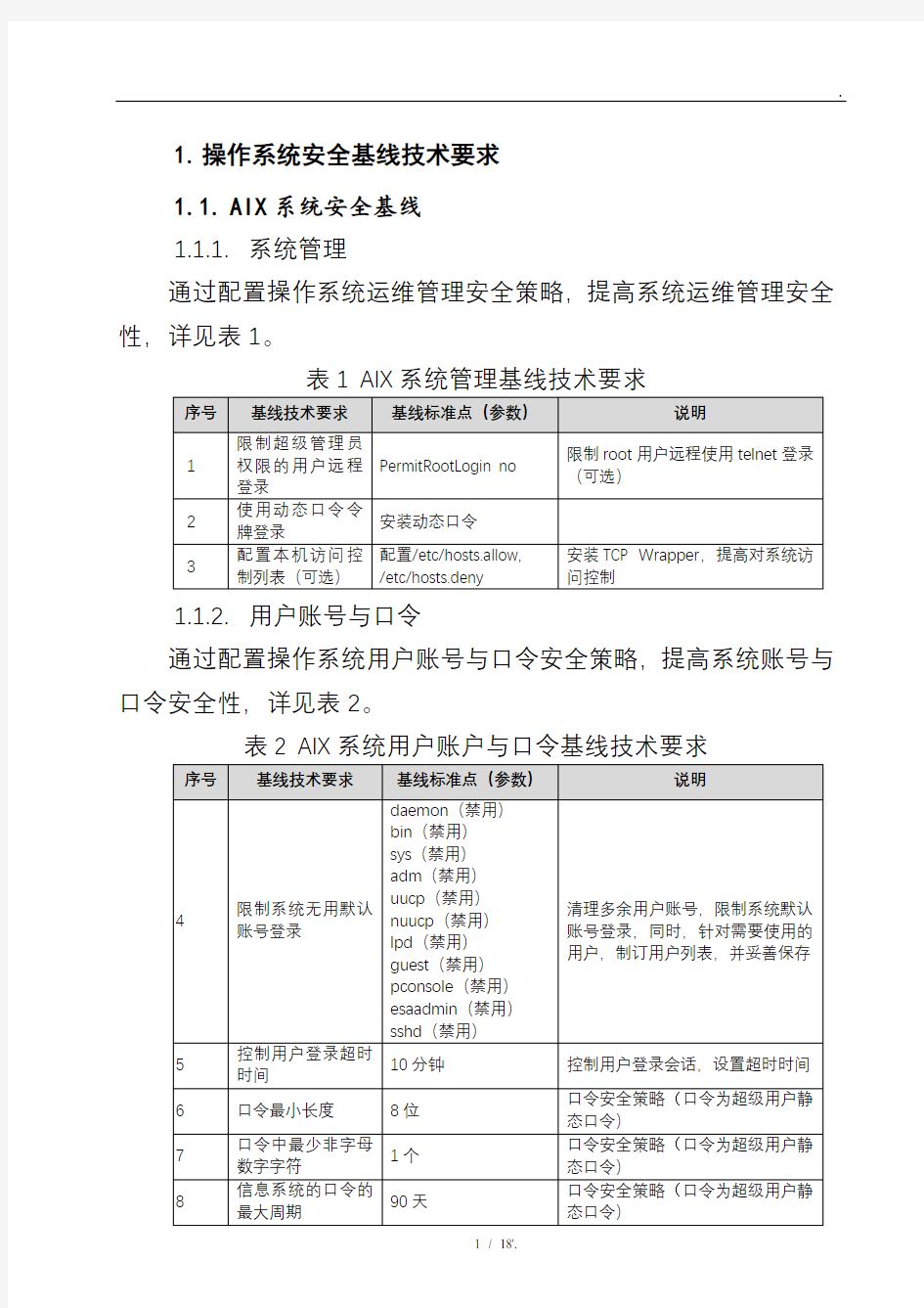 操作系统安全基线技术要求