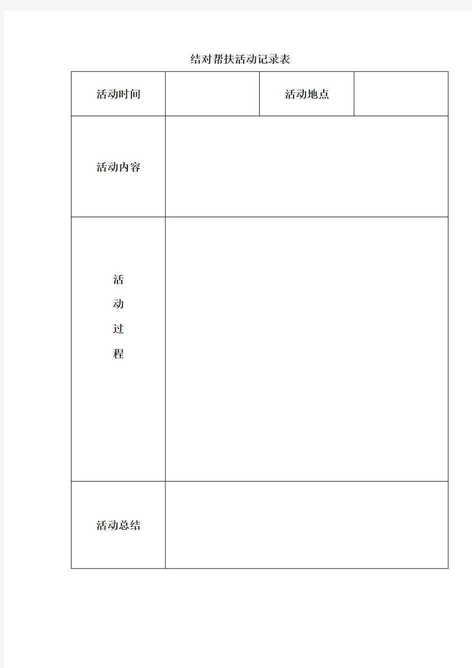 结对帮扶活动记录表