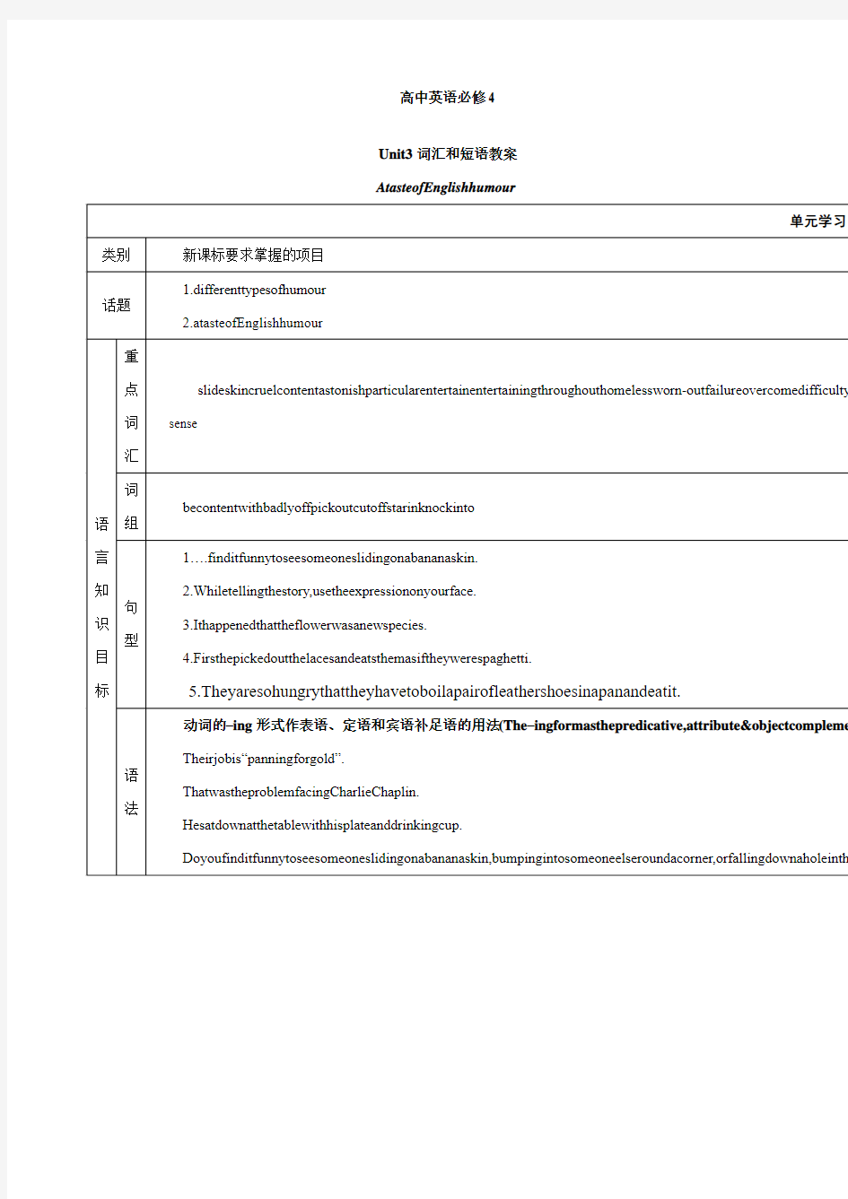 人教版新课标高中英语必修全套教案